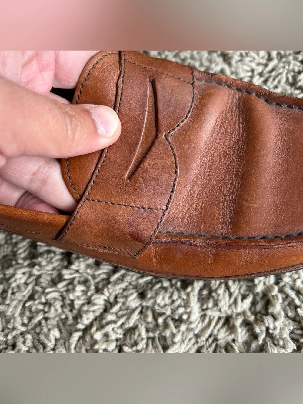 Polo Ralph Lauren Brown Leather Penny Loafers Mens 8 D Slip-On Classic Moc-Toe